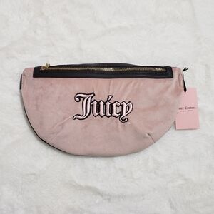 Juicy Couture Fanny Pack Pink Black Belt Bag Y2K Classic Logo Balletcore Gift